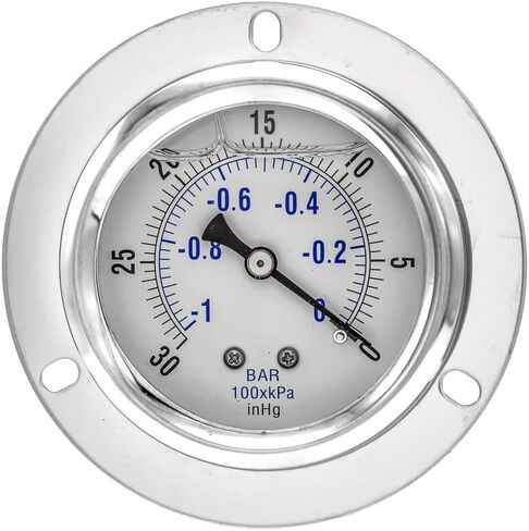 PIC Gauges PRO-204L-254R Panel Mount Front Flanged Glycerin Filled Industrial Pressure Gauge w/ SS Case, Brass Internals, Plastic Lens, 2.5" Dial, 0/5000 psi Range, 1/4" Male NPT in Saudi Arabia