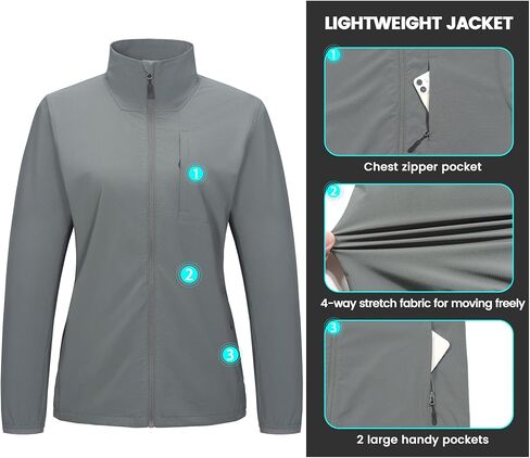 Little Donkey Andy Women's Running Woven Jacket Lightweight Breathable Windproof UPF50+ Shirt for Hiking Golf in Kuwait