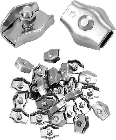 QWORK M3 Simplex Single Bolt Wire Rope Clips, 50 Pcs 304 Stainless Steel Single Wires Splicer Connector for 1/8 Inch Diameter Wire Cable in Saudi Arabia