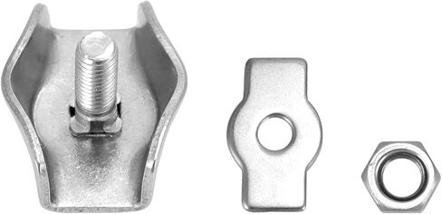 QWORK M3 Simplex Single Bolt Wire Rope Clips, 50 Pcs 304 Stainless Steel Single Wires Splicer Connector for 1/8 Inch Diameter Wire Cable in Saudi Arabia