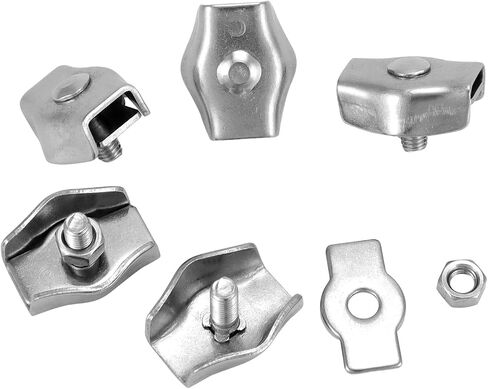 QWORK M3 Simplex Single Bolt Wire Rope Clips, 50 Pcs 304 Stainless Steel Single Wires Splicer Connector for 1/8 Inch Diameter Wire Cable in Saudi Arabia