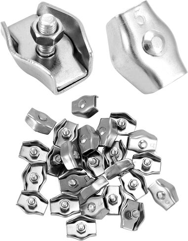 QWORK M3 Simplex Single Bolt Wire Rope Clips, 50 Pcs 304 Stainless Steel Single Wires Splicer Connector for 1/8 Inch Diameter Wire Cable in Saudi Arabia