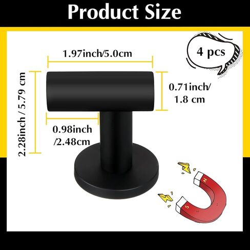 Therwen Black Magnetic Hooks Heavy Duty Magnet Hook Strong Neodymium Magnetic Coat Hooks Magnetic Hanger for Refrigerator, Metal Door, Locker for Hanging Towel, Coat, Bag, Umbrella (2 Pcs) in Saudi Arabia