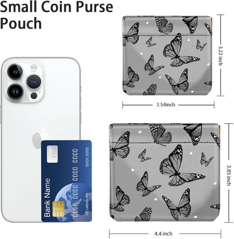 Simikol Squeeze Coin Purse حامل تغيير حقيبة مكياج صغيرة لمحفظة أحمر الشفاه منظم حامل بطاقات متعدد الوظائف، رخام أخضر in Saudi Arabia