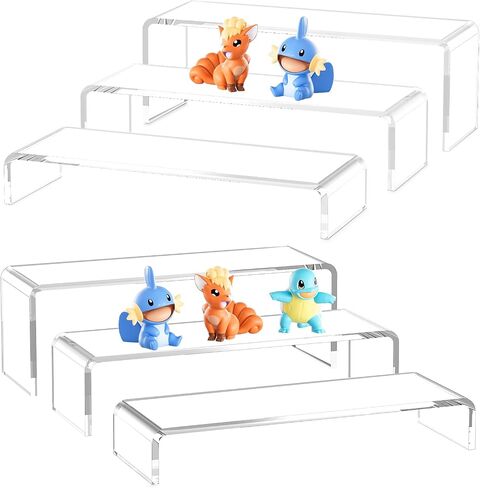 Acina Large Acrylic Display Risers: 3Pcs 9" Rectangular Clear Display Stand Shelf for Retail Desktop Shoe Showcase Fixtures Jewelry Dessert in Saudi Arabia