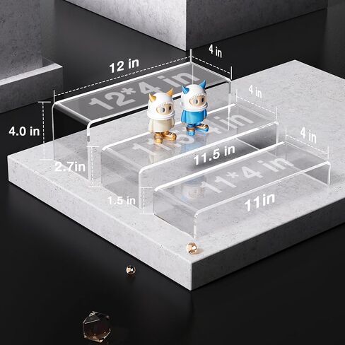 Acina Large Acrylic Display Risers: 3Pcs 9" Rectangular Clear Display Stand Shelf for Retail Desktop Shoe Showcase Fixtures Jewelry Dessert in Saudi Arabia