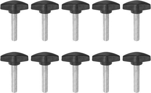 HARFINGTON 10pcs Tee Wing Knobs Thumb Screws M5 x 8mm Standard Male Thread Plastic T Knobs Handles Hand Clamping Knobs Grip Thumbscrew, Black in Saudi Arabia