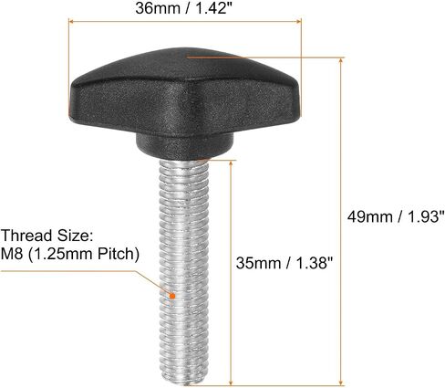 HARFINGTON 10pcs Tee Wing Knobs Thumb Screws M5 x 8mm Standard Male Thread Plastic T Knobs Handles Hand Clamping Knobs Grip Thumbscrew, Black in Saudi Arabia