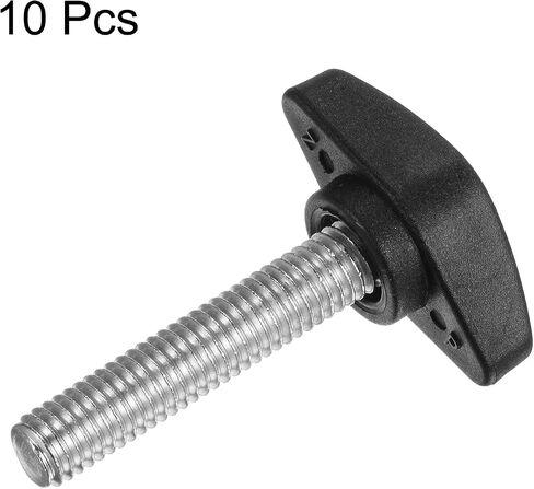 HARFINGTON 10pcs Tee Wing Knobs Thumb Screws M5 x 8mm Standard Male Thread Plastic T Knobs Handles Hand Clamping Knobs Grip Thumbscrew, Black in Saudi Arabia
