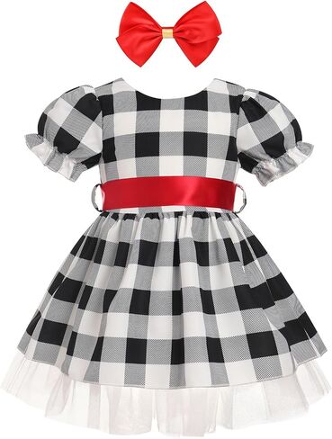 FYMNSI Baby Girls Housewife Cosplay Costume 50s 60s Polka Dot Apron Dress Headband Toddler First Halloween Birthday Outfits in Saudi Arabia