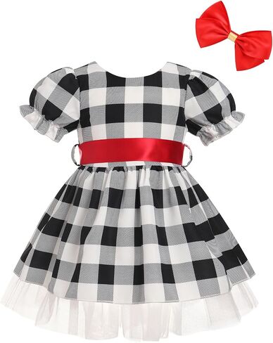 FYMNSI Baby Girls Housewife Cosplay Costume 50s 60s Polka Dot Apron Dress Headband Toddler First Halloween Birthday Outfits in Saudi Arabia