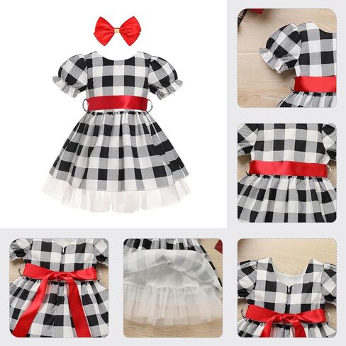 FYMNSI Baby Girls Housewife Cosplay Costume 50s 60s Polka Dot Apron Dress Headband Toddler First Halloween Birthday Outfits in Saudi Arabia