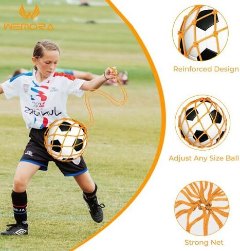 Solo Soccer Ball Net Kicker and Ideal Practice Training Aid for Kids Youth Adult Fits Ball Size 3 4 5 Bungee Trainer Juggling Net in Saudi Arabia