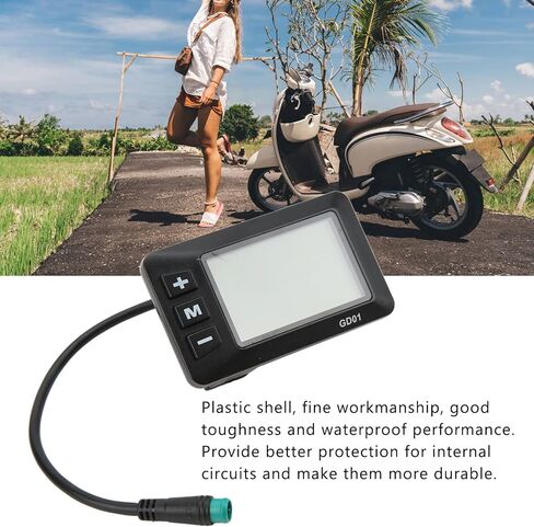 عرض الدراجة الكهربائية، 36 فولت 48 فولت LCD GD01 عرض 5 دبوس قابس مقاوم للماء لعرض المقود 22.2 مم in Kuwait