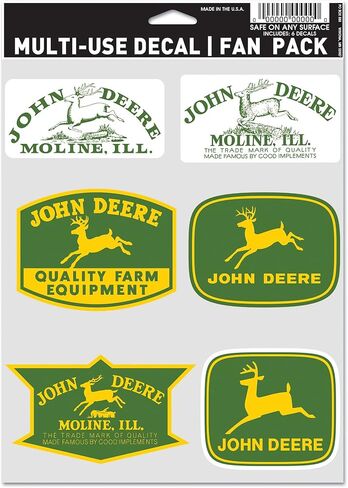 مجموعة من 6 ملصقات WinCraft John Deere متعددة الاستخدام مقاس 5.5X7.75 شعار عتيق in Saudi Arabia