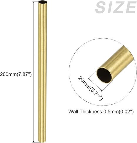 Brass Tube(20mm OD x 0.5mm Wall T x 200mm L) 2Pcs, Straight Tubing - for Home Furnishing, Machinery, DIY Handicraft in Saudi Arabia
