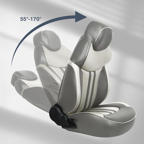 Luxury Recilining Boat Seat High Back Yacht Pontoon Captains Chair,Light Gray/Beige in Saudi Arabia
