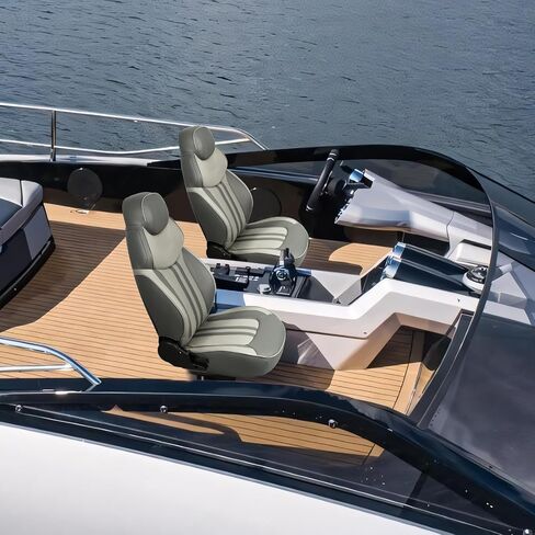 Luxury Recilining Boat Seat High Back Yacht Pontoon Captains Chair,Light Gray/Beige in Saudi Arabia
