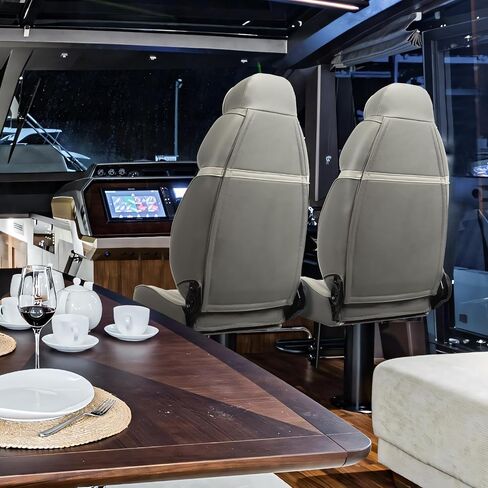 Luxury Recilining Boat Seat High Back Yacht Pontoon Captains Chair,Light Gray/Beige in Saudi Arabia