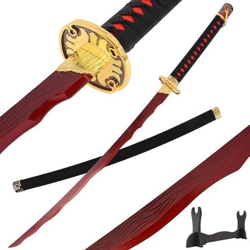 Elden Ring Rivers of Blood السيف التأثيري 40 بوصة معدن حقيقي كاتانا المبارز من أرض لعبة أسلحة القصب لجمع الهدايا in Saudi Arabia