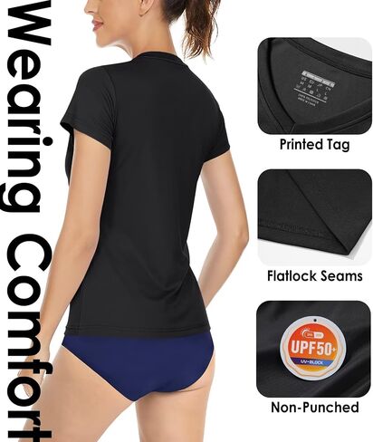 Boladeci Women's Rash Guard Short Sleeve V Neck UPF 50+ Sun Protection Clothing Quick Dry UV SPF Swim Shirts in Saudi Arabia