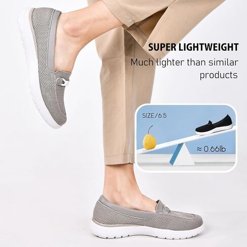 Buyrew Loafers for Women - Comfortable Mesh Knit Slip On Walking Shoes with Arch Support - Dressy Business Casual Work Flats for Standing All Day - Lightweight Breathable Penny Loafers in Kuwait