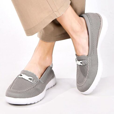 Buyrew Loafers for Women - Comfortable Mesh Knit Slip On Walking Shoes with Arch Support - Dressy Business Casual Work Flats for Standing All Day - Lightweight Breathable Penny Loafers in Kuwait