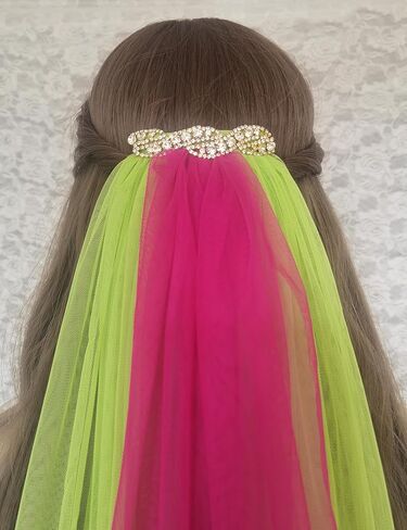 Leimandy الحجاب الزفاف العازبة حزب الحجاب الزفاف الحجاب شخصية الحجاب وصيفه الشرف الحجاب القصير مع حجر الراين B031 in Kuwait