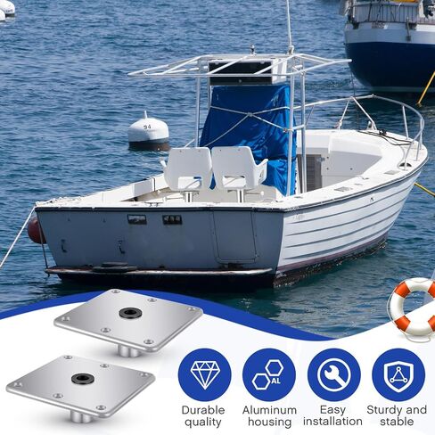 4 Pcs Marine Boat Seat Pedestals and Bases 7 x 7 Inches Aluminum Alloy Boat Seat Base Corrosion Resistant Boat Pedestal to Install Boat Seat Chair Mount for Pontoon Fishing Accessories in Saudi Arabia