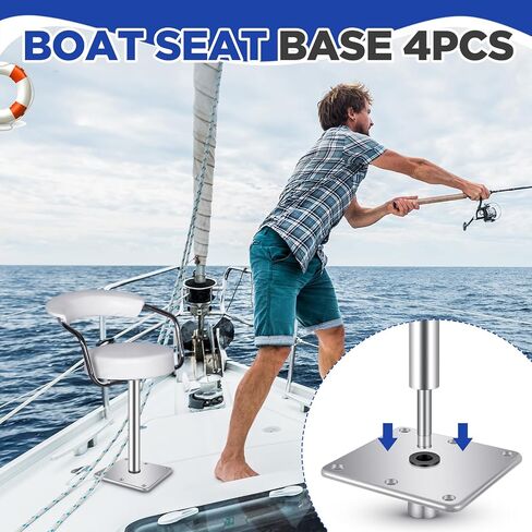 4 Pcs Marine Boat Seat Pedestals and Bases 7 x 7 Inches Aluminum Alloy Boat Seat Base Corrosion Resistant Boat Pedestal to Install Boat Seat Chair Mount for Pontoon Fishing Accessories in Saudi Arabia