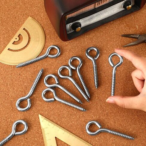 AUGSUN Eye Hooks, 12Pack 2.5 inches Heavy Duty 304 Stainless Steel Eye Screw,Screw Eyes Metal Screw Hooks Ring Screws Fasteners Hardware Tools in Saudi Arabia