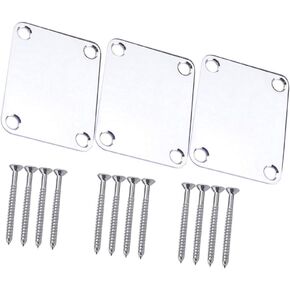 Electric Guitar Accessories Metal Guitar Neck Plate with Crews 4 Holes Guitar Neck Board Neckplate for Electric Guitar Part, 3Pcs, () Guitar Accessories