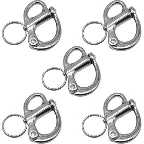 5 Pcs 35mm(3/8 Inch) Fixed Snap Shackle with Quick Release Pin 316 Stainless Steel Marine Grade for Lifting and Rigging Needs or Marine Applications
