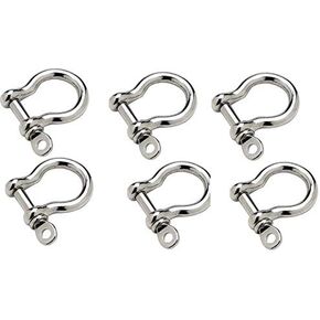Six Marine Grade Stainless Steel Bow shackles 1/8"