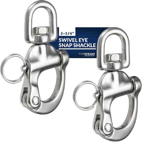 Five Oceans Swivel Eye Snap Shackle Quick Release Bail Rigging for Sailing Boat, 316 Marine-Grade Stainless Steel Clip Carabiner Hook
