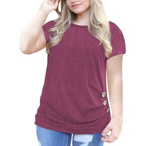 VOGRACE المرأة-حجم كبير-الصيف بلايز XL-4XL قصيرة الأكمام تي شيرت عادية الستر in Kuwait