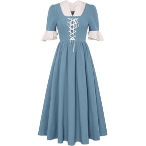 Scarlet Darkness Womens Pioneer Prairie Dress Civil War Dress with Pockets Pilgrim Costume