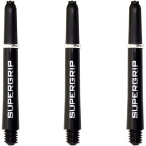 Harrows Supergrip Dart Shafts, Polycarbonate Stems, Machined Rings, Short 35mm, Black & Silver (3 Sets)