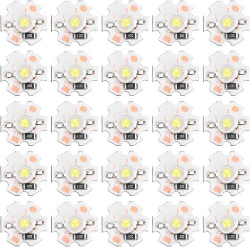 لمبة رقاقة LED uxcell 1 وات 5 فولت، خرز ضوئي 200 لومن رقاقة COB LED عالية السطوع مع لوحة ألومنيوم لاستبدال الأضواء الكاشفة، 25 حزمة (ضوء وردي 380-840 ك) in Kuwait