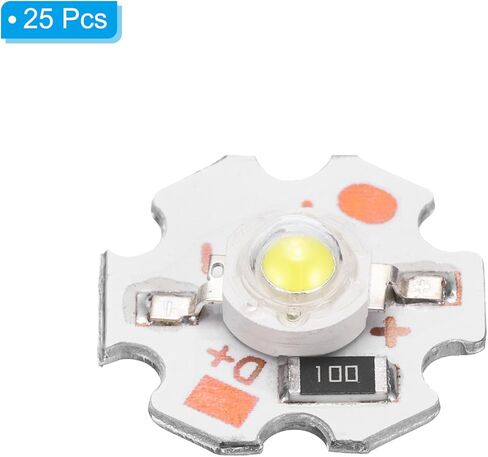 لمبة رقاقة LED uxcell 1 وات 5 فولت، خرز ضوئي 200 لومن رقاقة COB LED عالية السطوع مع لوحة ألومنيوم لاستبدال الأضواء الكاشفة، 25 حزمة (ضوء وردي 380-840 ك) in Kuwait