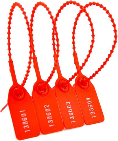 100Pcs Plastic Tamper Shipping Seals Pull-Tite Security Seal Signage Numbered Fire Extinguisher Tags Zip Ties Labels Disposable Self Locking for Logistics, Luggage,Transport (Blue, 100pcs) in Kuwait