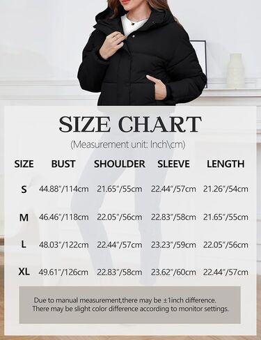Gihuo Women's Cropped Puffer Jacket Zip Up Hooded Quilted Jackets Winter Short Padded Coat Outerwear in Kuwait