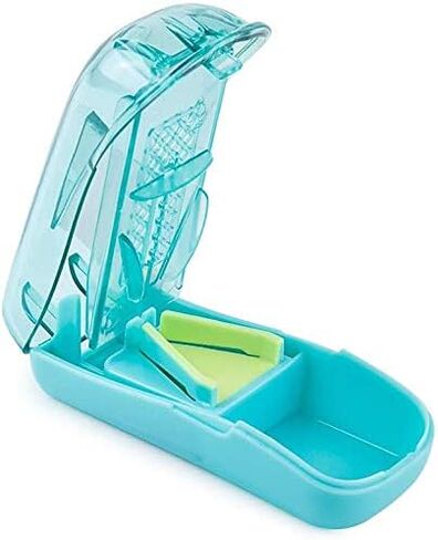 قطاعة حبوب الدواء مع واقي للشفرة، مقسم حبوب الدواء BUG HULL للحبوب الصغيرة والفيتامينات والأقراص باللون الأزرق in Kuwait