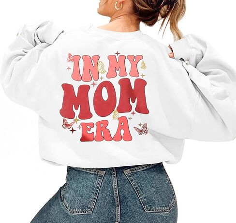 بلوزات نسائية مضحكة من In My Mom Era، سويت شيرت كاجوال مطبوع عليه حروف وأكمام طويلة، بلوفرات علوية in Saudi Arabia