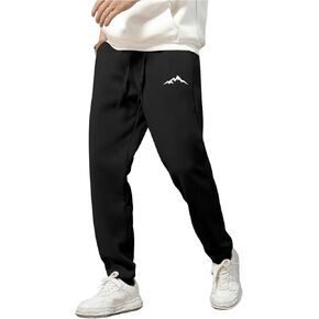 GORGLITTER Men's Letter Graphic Casual Sweatpants Drawstring Waist Pocket Jogger Pants