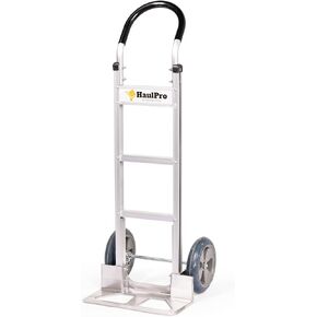 Fully Assembled Heavy Duty Hand- Horizontal Loop Handle - Aluminum Dolly Cart for Moving - 500 Pound Capacity - 8" Rubber Wheels - 50.25" H x 17.5" W with 17.75" x 9" Die Cast Nose Plate