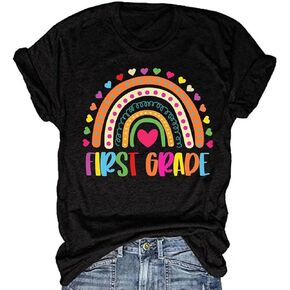 Teacher Shirts for Women Last/First Day of School 100 Days of Loving School Inspirational Graphic Tees Tops