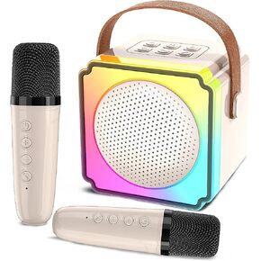 Mini Karaoke Machine for Kids with 2 Wireless Microphone for Kids, Kids Karaoke Machine for Girls Boys Kids Age 4-8-12, Kids Microphones for Singing, Toddler Karaoke Machine Girl(Pink)