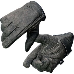Milwaukee Leather MG7511 Men's Grey Leather Gel Padded Palm Short Wrist Motorcycle Hand Gloves W/ ‘Full Panel Cover’