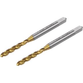 uxcell 2pcs Spiral Flute Thread Taps, 1/4-20 UNC H2 Screw Threading Tap, Titanium Coated 6542 High Speed Steel Machine Tapping Tools for Machinist Repair